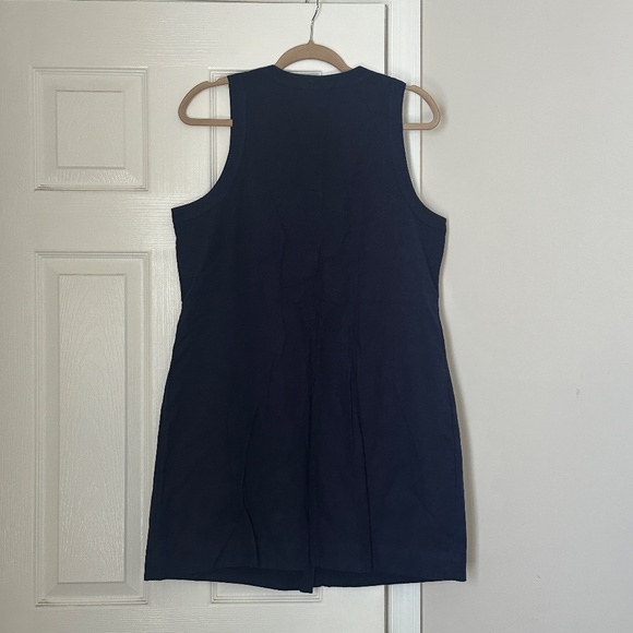Vineyard Vines Linen Gold Button Front Shift Dress Nautical Navy Size Medium M - Picture 5 of 8